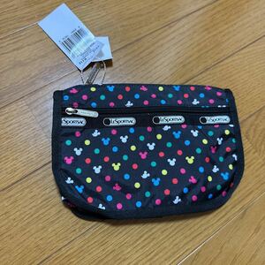 未使用 ディズニー ミッキー レスポートサックLeSportsac ポーチ ミッキー ドット