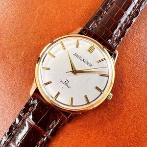 OH済! 極上美品! SEIKO SKYLINER 21石 クロコダイル本革 手縫いベルト セイコー スカイライナー J15006 GOLD 手巻 国産 ビンテージ 腕時計