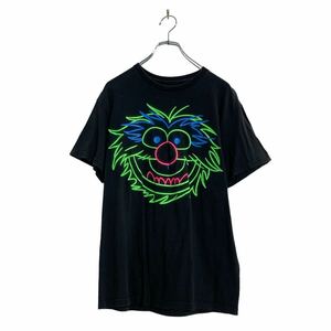 The Muppets 半袖 プリントTシャツ M ブラック ネオンカラー マペッツ 古着卸 アメリカ仕入 a605-5281