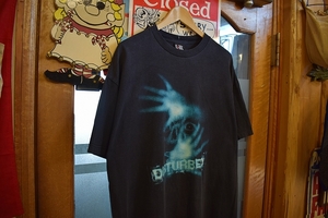 グッドプリント◎2000sビンテージGIANTジャイアントボディDISTURBEDディスターブドミュージックプリントTシャツXL相当ブラック黒x27