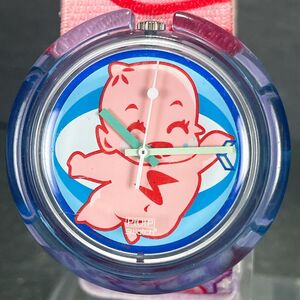 SWATCH スウォッチ POP ポップ SUPER BABY PMI100 腕時計 アナログ クオーツ 3針 伸縮バンド ラウンド 新品電池交換済み 動作確認済み