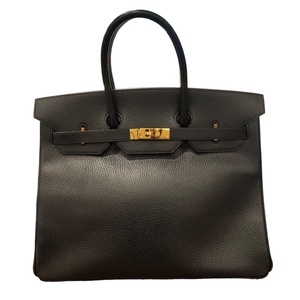 エルメス HERMES バーキン35 □B刻 ブラック 　GD金具 アルデンヌ ハンドバッグ ユニセックス 中古