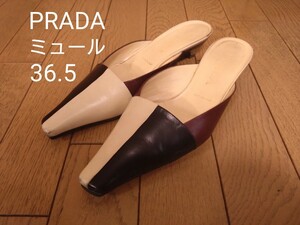 プラダ　ミュール　36.5 36 1/2 23.5前後 ヒール4cm 　Made in Italy PRADA Gucci miumiu