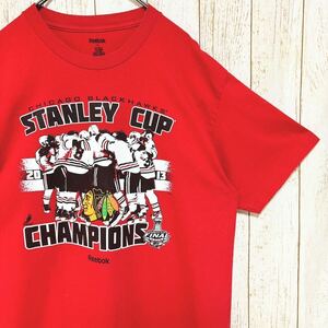 Reebok リーボック NHL Chicago Blackhawks シカゴ・ブラックホークス プリント Tシャツ L USA古着 アメリカ古着