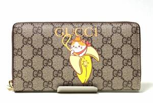 新品 グッチ 財布 GUCCI ラウンドファスナー長財布 レディース メンズ GGスプリーム ばなにゃ プリント 701060