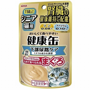 （まとめ買い）アイシア シニア猫用 健康缶パウチ 腎臓の健康維持に配慮 下部尿路ケア 40g キャットフード 〔×48〕