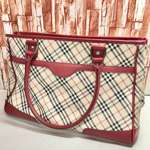 BURBERRY トートバッグ ノバチェック チェック柄 ハンドバッグ バーバリー レッド 赤 レディース バーバリーチェック