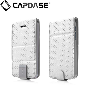 即決・送料込) CAPDASE iPhone SE(第一世代,2016)/5s/5 フォルダーケース アッパー・ポルカ ホワイト／グレー FCIH5-UP2G