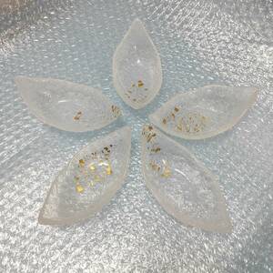 【期間限定値下げ】△金彩淡雪①12㎝ 5客組 吉谷硝子/YOSHITANI GLASS/江戸硝子/舟型豆鉢/小鉢/小皿/日本製/和食器/金沢金箔【現状渡し】