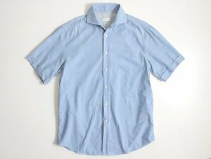 ● ブルネロクチネリ ◆ 半袖 カッタウェイシャツ ライトブルー Mサイズ ホリゾンタルカラー BRUNELLO CUCINELLI ◆WX8