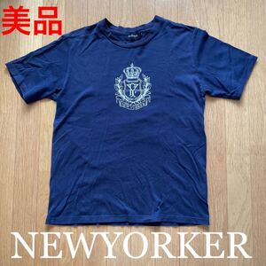 美品 NEWYORKER ニューヨーカー ネイビー 半袖Tシャツ サイズL