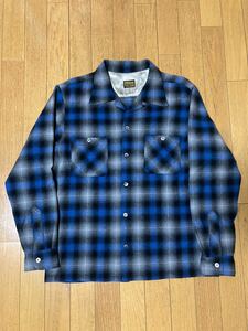 08AW テンダーロイン T-WOOL SHT S TENDERLOIN ウールシャツ ブルー チェック オンブレ