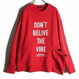 M9818f31　▼MAISON SPECIAL メゾンスペシャル▼　21AW 2way Vibe Crew Neck Sweat オーバーサイズ 裏起毛 スウェット レッド / 赤 秋冬