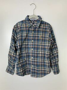 familiar◆ネルシャツ/長袖シャツ/120cm/コットン/BLU/チェック