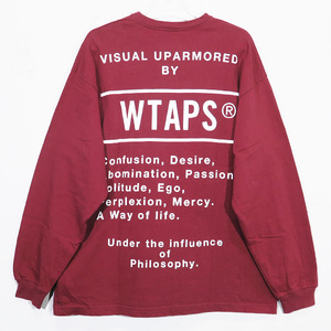 WTAPS ダブルタップス 23AW OBJ 01/LS/COTTON.CONTAINING ロングスリーブ コットン ロンT 長袖 Tシャツ カットソー バーガンディ Novk