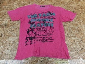 BEAMS HEART ビームスハート メンズ アニマル ロゴプリント 半袖Tシャツ L チェリーピンク黒緑