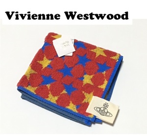 【Vivienne Westwood】(NO.5860）ヴィヴィアンウエストウッド タオルハンカチ 星柄　スター　赤　未使用　26cm