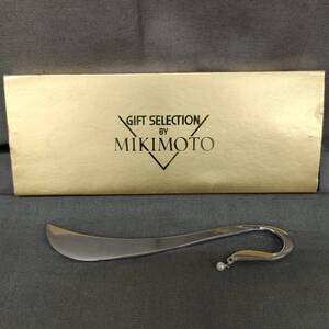 061031　ZG-06017　MIKIMOTO　ミキモト　ブックマーカー　パール付　栞　ブックマーク　シルバー系カラーデザイン　箱付