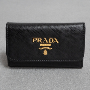 PRADA プラダ キーケース ブラック 黒 レザー ゴールド サフィアーノ 1PG222 6連 カードケース 鍵