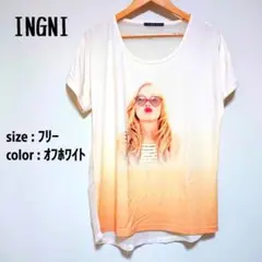 【美品】INGNI バッグシースルー girlプリント Tシャツ ビッグT