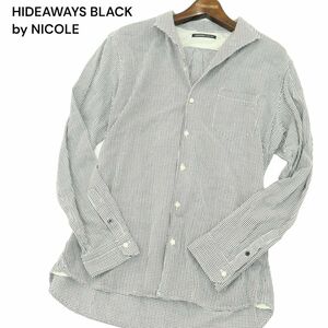 HIDEAWAYS BLACK by NICOLE ハイダウェイ ニコル 襟ワイヤー★ 長袖 ライトドビー イタリアンカラー シャツ Sz.50　メンズ　A4T06509_6#C