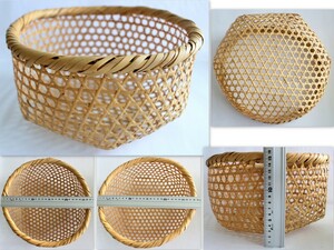 864/中古/竹細工　野菜水切りかご　1個　直径：27～29cm　高さ：16cm　★インテリア.小物入れ.竹籠.かご.椀かご.目かご