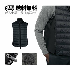 K464-1.. MONCLER モンクレール MAURIENNE ダウン ベスト ロゴ メンズ 新品 ★ 999 ブラック