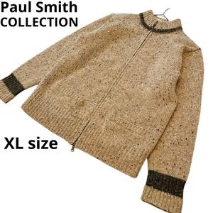 希少Paul Smith collection ポールスミスコレクション ドライバーズニット ベージュ XL 大きい ダブルジップ フルジップ リブ メンズ