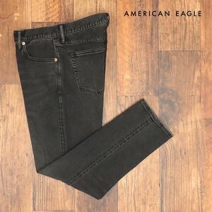 AMERICAN EAGLE/32インチ/デニムパンツ 1111-6423 ストレッチ セルビッチ ウォッシュ加工 ジーンズ 美脚 新品/黒/ブラック/ih315/