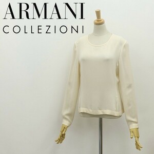 国内正規品◆ARMANI COLLEZIONI アルマーニ コレッツォーニ シルク100％ バックボタン シフォン ブラウス ライトピンクベージュ 40