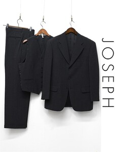 Q283/美品 JOSEPH ABBOUD セットアップ 3ピース スーツ テーラードジャケット ベスト パンツ 3つ釦 総裏 裾ダブル 2タック L グレー 秋冬