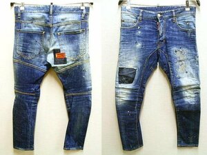 ●即決[44]DSQUARED2 14AW TIDY BIKER JEAN ジーン ステンシル S74LA0643 ペンキ加工 ペイント デニム スリム タイディバイカー■1343