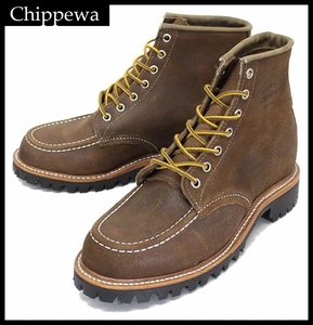 送料無料 新品 USA製 CHIPPEWA チペワ 1901M64 ホーウィン社 ラフアウト フルグレイン モックトゥ ラギッド フィールド ブーツ 茶 US9 ①