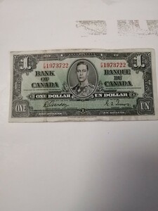 ★希少★　カナダ　１９３７年 　1ドル　旧紙幣　外国紙幣
