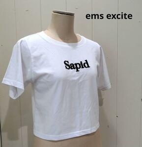 エムズエキサイト ems excite ウレタン刺繍 TEE ショート丈 白