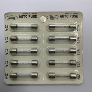 STANLEY スタンレー電気　AUTO FUSE フューズ　ヒューズ　SAF3025 25A 30mm ガラス管　バイク　車　部品　旧車　４