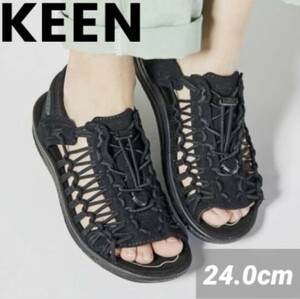 新品未使用 KEEN [キーン] サンダル UNEEK II OT ユニークツーオーティー レディース ブラック 黒 24.0cm カジュアル おしゃれ カッコイイ