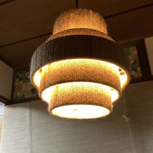 素材感あるペンダントライト　吊り下げ照明 LED1灯 北欧 upcycled vintage ceiling pendant light jute Bohemian with LED bulb レトロ