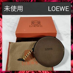 未使用 送料無料 LOEWE ロエベ レザー ラウンドファスナー コインケース 小銭入れ 小物入れ ダークブラウン×ブラック 茶色 黒 ベラスケス