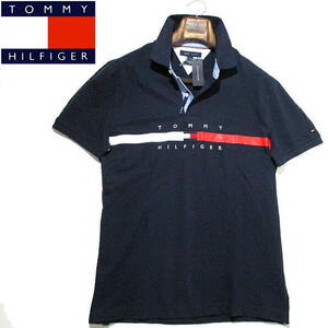 新品▼ 未使用　トミーヒルフィガー　フラッグロゴ　半袖ポロシャツ　鹿の子　紺　ネイビー　メンズ　Lサイズ　TOMMY HILFIGER