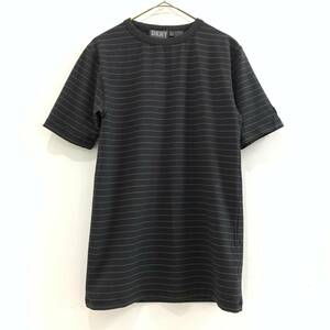 ☆上質 DKNY ダナキャランニューヨーク クルーネック バインダーネック 半袖ボーダーTシャツ ブラック M【レターパックライト郵送可】1