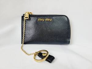 ミュウミュウ レザー キーケース レディース ゴールド金具 ブラック MIUMIU