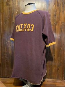 K168TC メンズ Tシャツ FAT エフエーティー 半袖 プリント ブラウン 茶 トリム リンガー ストリート / L 全国一律送料370円