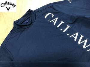 ・スピード発送 Callaway(キャロウェイ) ストレッチ 吸汗速乾 UPF50 スムース モックネック 長袖シャツ C23233101(ネイビー)ＬＬ