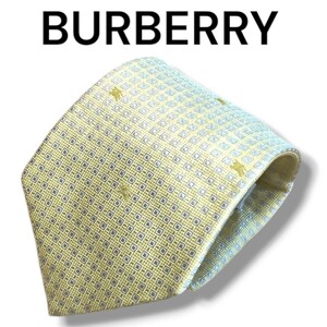 【1円スタート】【美品】BURBERRY バーバリー BURBERRY LONDON ネクタイ ハイブランド ブランド シルク100% 総柄 イエロー