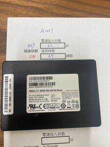 【ジャンク】A1017/中古品SSD/SAMSUNG PM863a/480GB/2.5インチ SATA /動作確認済み/返品返金対応/納品書発行可(商品説明文ご確認下さい)