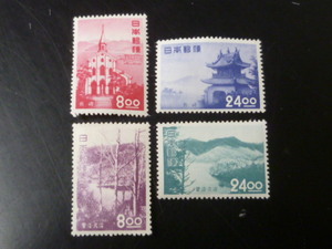 21EA　S　日本切手　1951年　観光地百選　記211-14C　長崎・菅沼、丸沼　計4種　未使用OH　