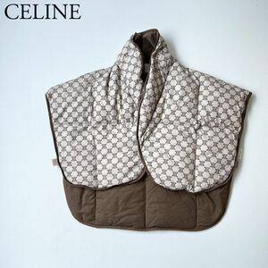 CELINE セリーヌ ダウンベスト ポンチョ　アウター　トップス マカダム柄　ヴィンテージ　vintage 西川 ショート丈 日本製 レディース