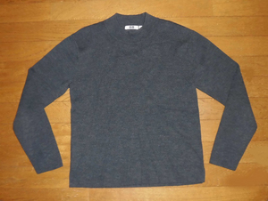 UNIQLO U LEMAIRE ユニクロ ユー ルメール メリノブレンド モックネック セーター D-GRY S USED 美品