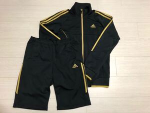 ＊ アディダス ジャージ 上下 adidas 黒金 ハーフパンツ